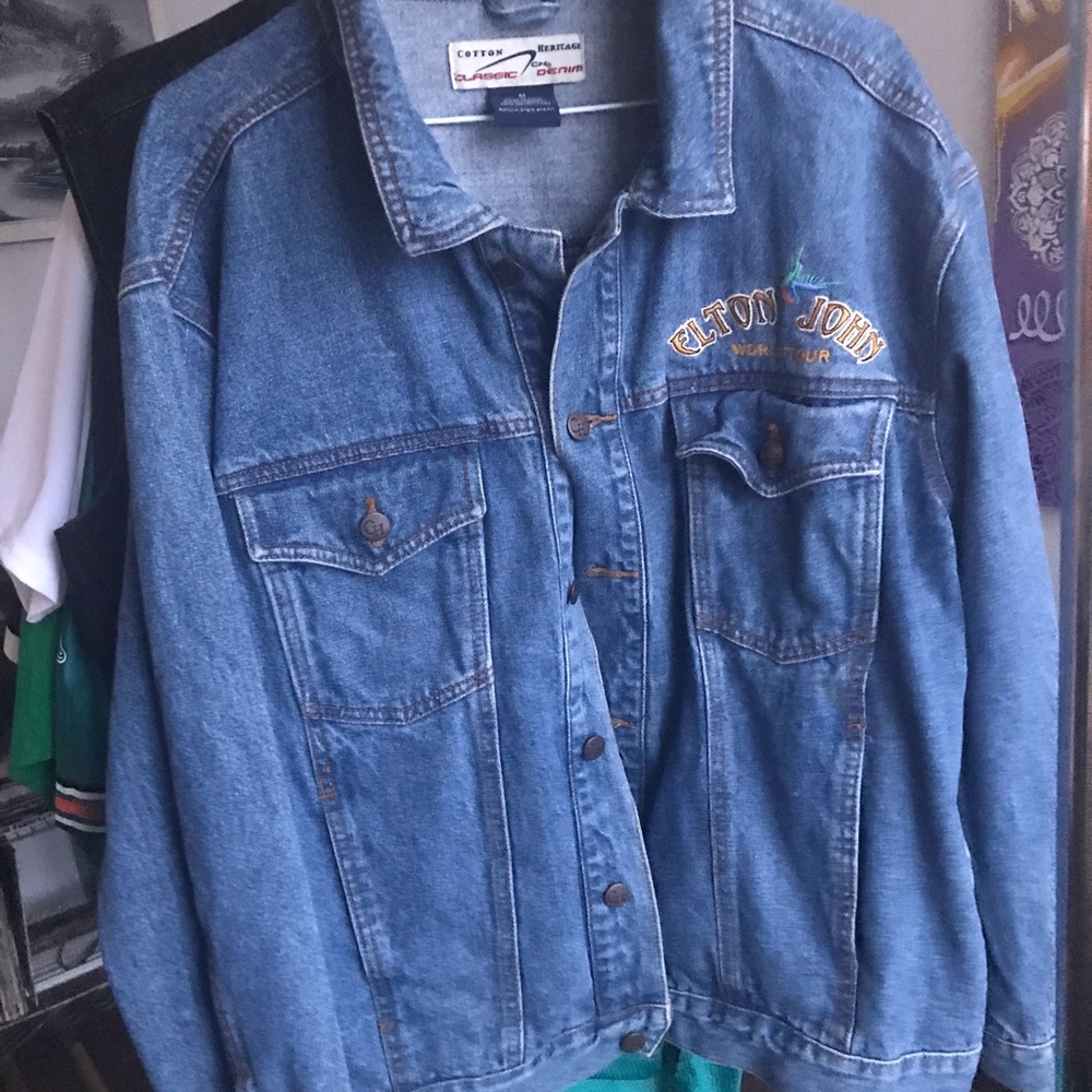 Embroidered Elton John World Tour Denim Jacket - Blue